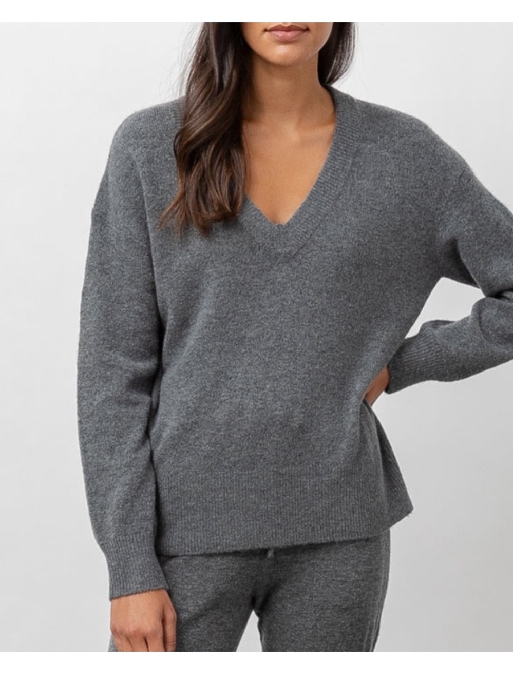 Rails “Malise” Merino Wool and Cashmere Gray V-neck Sweater Extra Small